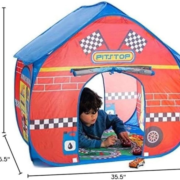 Fun2Give Pop-It-Up Pit Stop Tent with Race Mat Playhouse - Picture 2 of 6